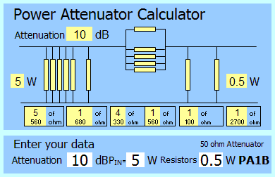 Matching Pi Attenuator Calculator - m